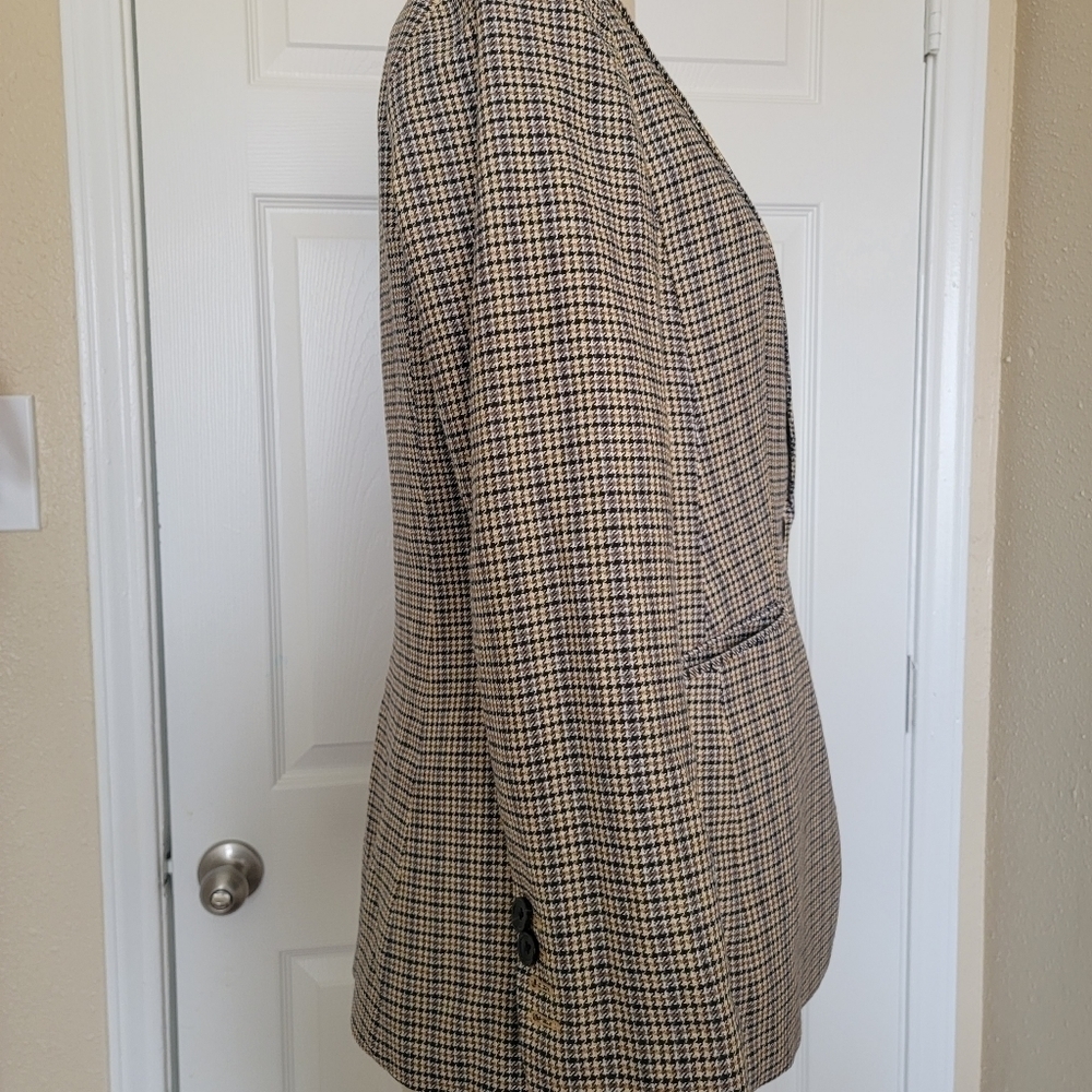 Talbots Plaid Print Brown Blazer Jacket Size 8 - Picture 7 of 15